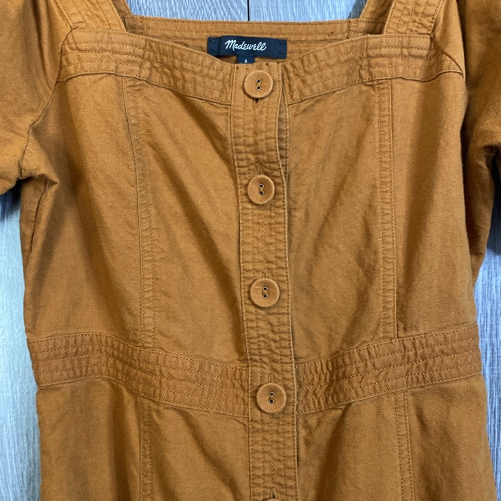 Madewell Seamed Puff-Sleeve Midi Dress - Picture 5 of 8